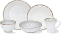 Casafina Ceramic Stoneware 5-Piece Place Setting Service for 1 - Sardegna Collection White | Microwave &amp Dishwasher Safe Dinnerware Set | Food Safe Glazing | Restaurant Quality Tableware