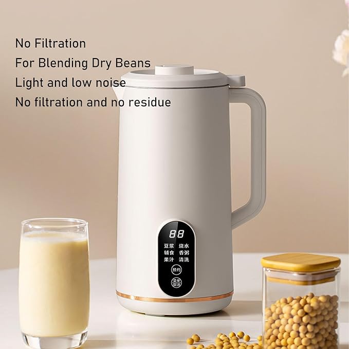 Yosoo Intelligent Blender with 10 Leaf Stainless Steel Blades Multi Functional Blender Machine for Soymilk Juicer Complementary Food (White US Plug 110V)