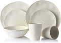 Morgiana Bamboo Dinnerware Set 8-Pieces Reusable Tableware Set Eco-Friendly Bamboo Fiber Plates Cups Bowls for 2 Person (White)