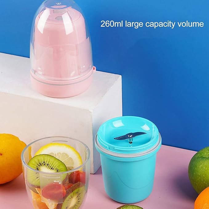 260ml Portable Juicer Cup Portable Juicer Cup with USB Cable Multifunctional Fruit Mixing Machine for Gym Travel Kitchen (Green)