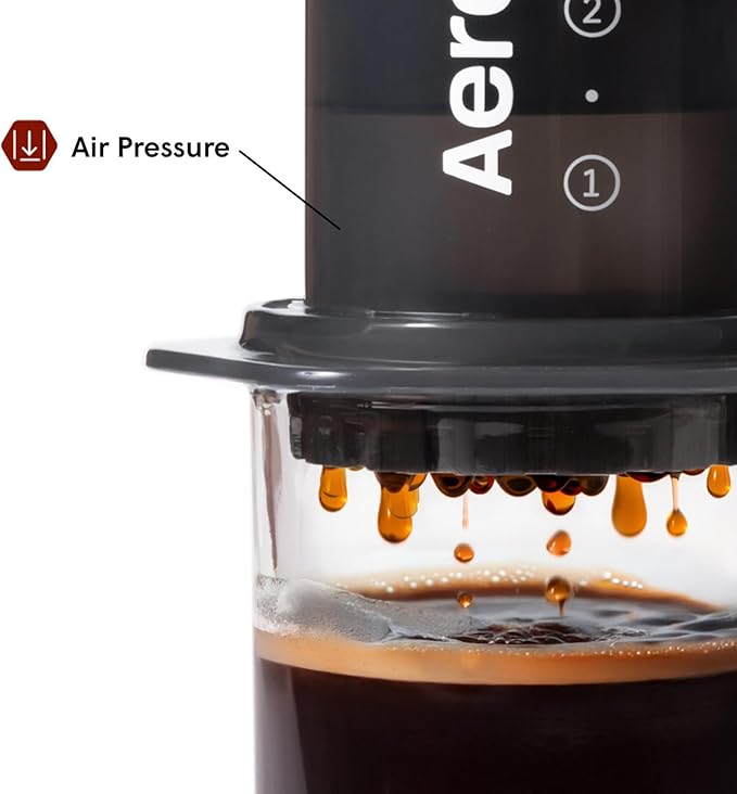 AeroPress Original Coffee and Espresso-style Maker Barista Level Portable Coffee Maker with Chamber Plunger &amp Filters Quick Coffee and Espresso Maker