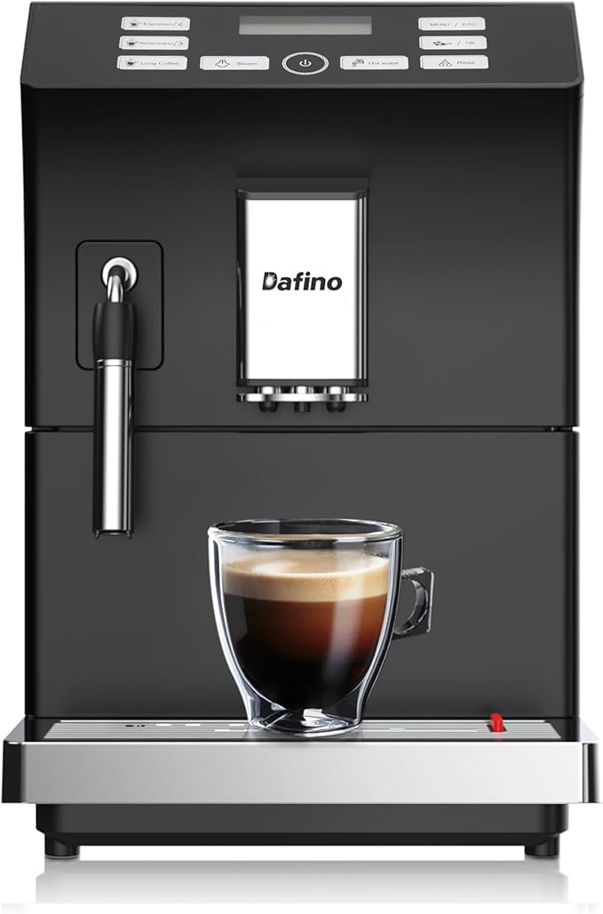 Anwick Coffee Machine - Fully Automatic Espresso Machine - Fully Automatic Freshly Ground Coffee Machine Classic Milk Frother 2 Coffee Varieties Intuitive Touch Display