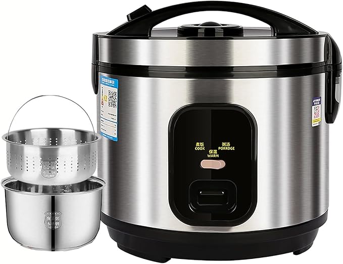 Low-sugar Rice Cooker (2-5L) Rice Soup Separated Household Rice Cooker 304 Stainless Steel Liner for 1-8 People for US/EU(2L)