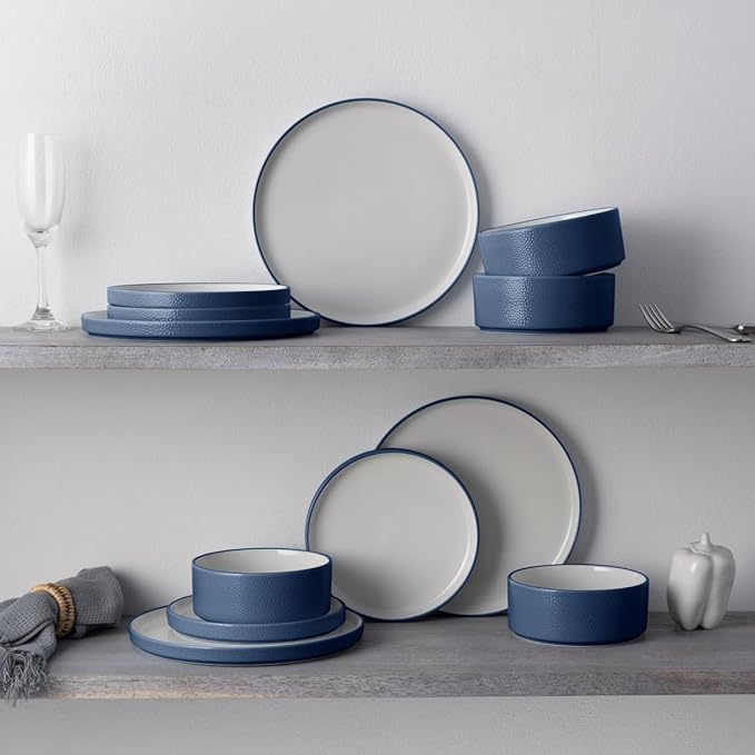Noritake ColorTex Stone Blue 12-Piece Dinnerware Set Service for 4