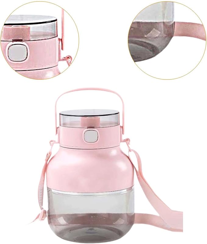 Electric Juicer Portable Blender 1000ml with Straw and Lid Travel Juicer Juice Blender for Home Picnic Pink