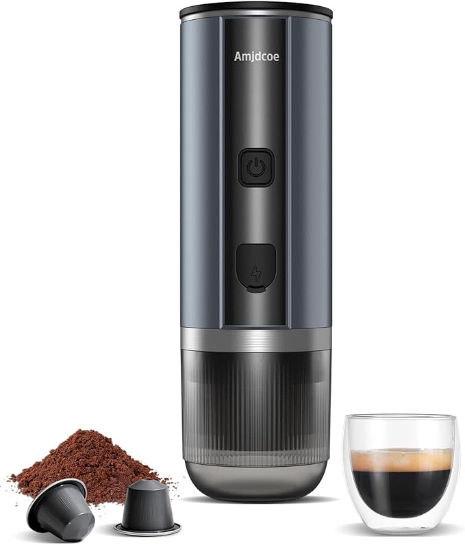 Portable Espresso Maker 20 Bar Electric Espresso Machine for Travel Camping Rechargeable USB-C Mini Coffee Maker for NS Capsule Pods and Ground Coffee Gray