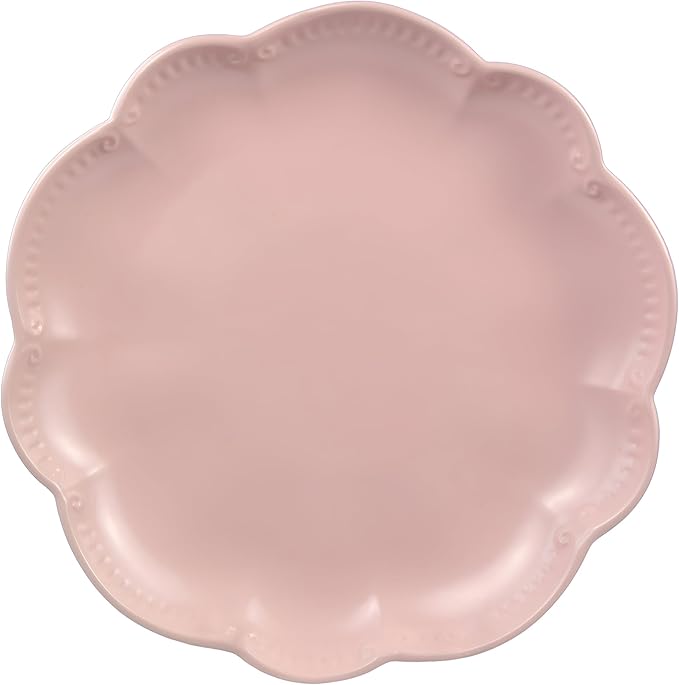 Sango 12 Pieces Scalloped Dinnerware Set Modern Pink Dishes for 4 Premium Serving Plates &amp Bowls Sets Chip Resistant Ceramic Dishware Kitchen Dish Microwave &amp Dishwasher Safe Bethany