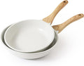 SENSARTE Nonstick Frying Pan Skillets White Ceramic Coating Omelette Pans Healthy Cookware Chef's Pan PTFE &amp PFAS Free (9.5+11 Inch)