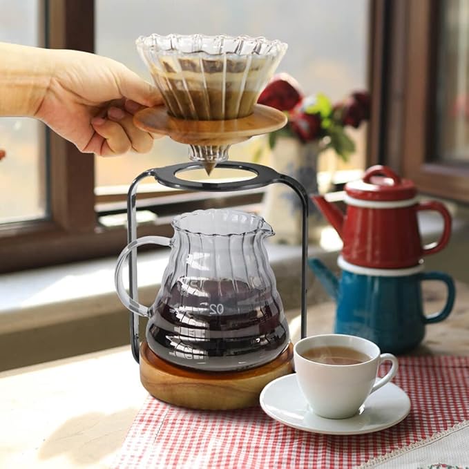 SOTECH Pour Over Coffee Maker Set Bundle with Black Dripper Stand Server