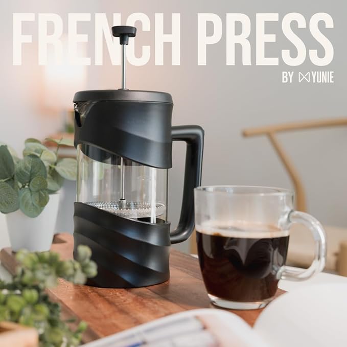 ANGORA BRANDS French Press Coffee Maker - Travel Coffee Presses - Brew Rich Coffee Anywhere - French Coffee Press - Portable Coffee Maker for Travel and Camping - French Press by Yunie (Black)