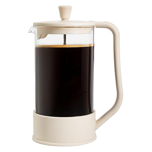 Primula French Press Coffee Maker Heat Resistant Borosilicate Glass with Stainless Steel Filters 8 Cup 34 oz Cream