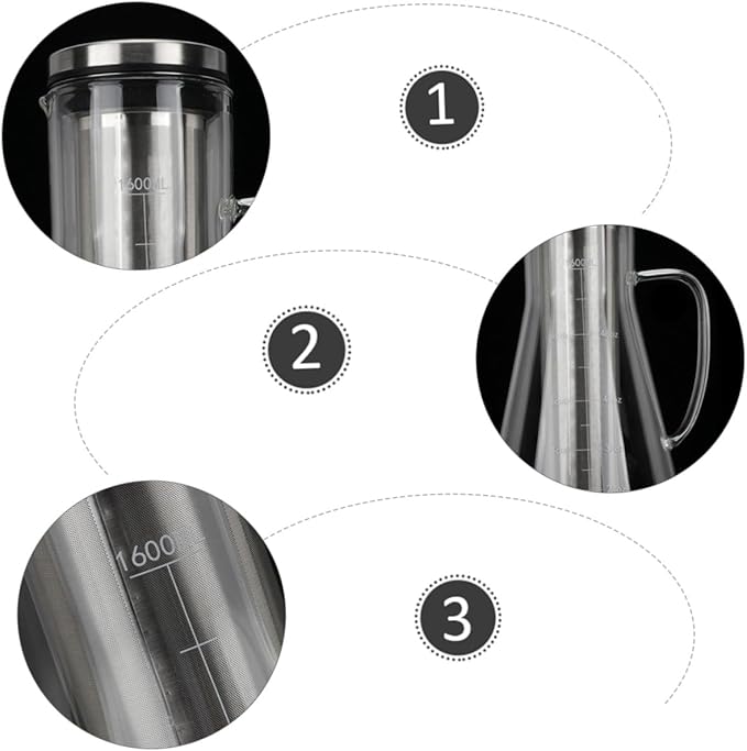 Alipis Large Capacity Cold Brew Coffee Maker 1600ml Borosilicate Glass Coffee Pot with Stainless Steel Filter Dual Use at Home