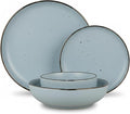 Dinner Set 16 PCS – Premium Ceramic Tableware in Blue – Includes 4 Dinner Plates 4 Side Plates 4 Rice Bowls &amp 4 Soup Bowls – Durable Stylish &amp Microwave Safe