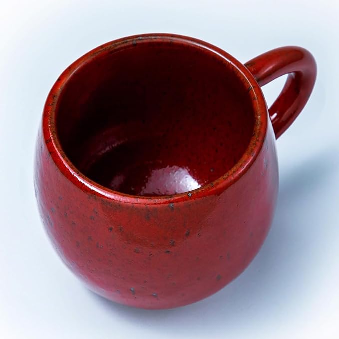 Asayu Japan Ceramic Coffee Pour Over Maker Set in Chrome Red Slow Brewing Paper Filter Holder and Dripper with 3 Holes for Coffee and Tea (Complete 2PCS Set)