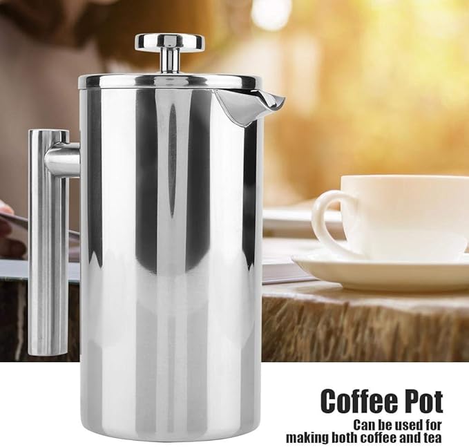 Bewinner Press Coffee Pot French Press Coffee Maker Double Walled Stainless Steel Coffee Maker French Press Tea Pot with Filter (1000ML)