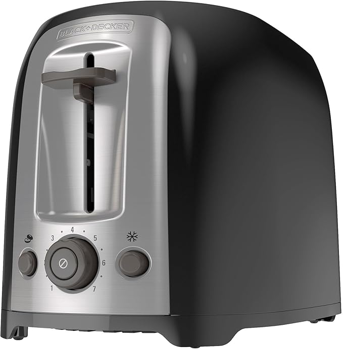 BLACK+DECKER 2-Slice Toaster TR1278B Extra Wide Slots 7 Shade Settings 850 Watts Frozen and Bagel Buttons