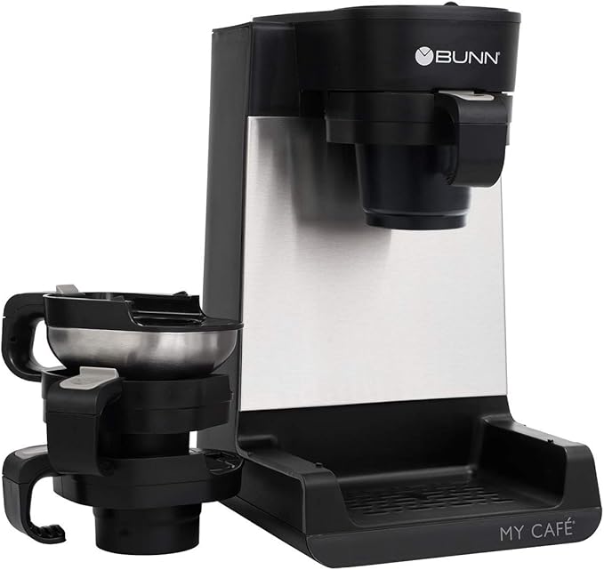 BUNN MCU My Cafe Single Cup Multi Use Coffee Brewer (Black/SST) &amp CSB2B Speed Brew Elite 10-Cup Coffee Maker Black/SST