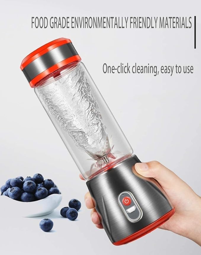 Portable Blender USB Rechargeable Personal Size Blender for Shakes and Smoothies Strong Cutting Power with Six Blades for Sports Travel and Outdoors(Red)
