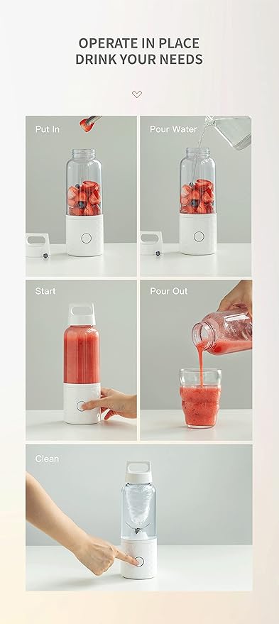 VITAMER Lepaletiux 4000mAh Ice and Juice Blender Food Grade Material Refillable Blenders Mixing Bottle (White)