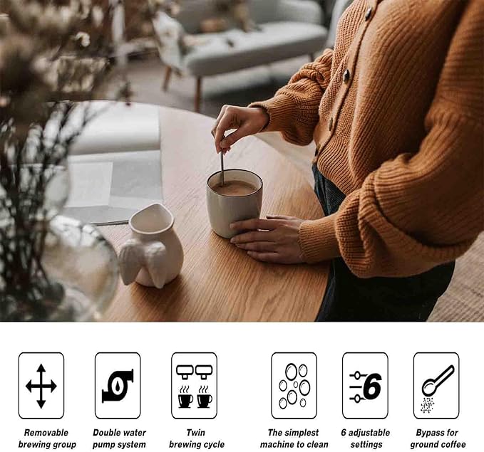 Full Automatic Espresso Machine Coffee Maker with LCD Display for Espresso Americano Long Coffee and Hot Water 4 Coffee Varieties Built in Grinder Stainless Steel Black