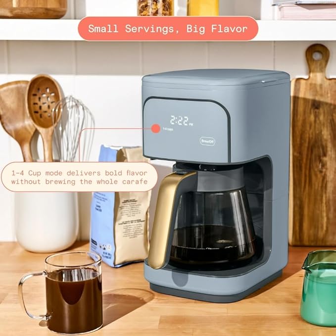 Programmable 12-Cup Coffee Maker with Touch Controls Auto Brew Timer Reusable Filter Large Glass Carafe Premium Countertop Coffee Machine (Blue)