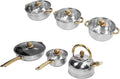 Stainless Steel Pots and Pans Set Small Induction Cookware Set Non Stick Kitchen Cooking Set with Glass Lids and Ergonomic Handle Compatible with All Stovetops Kitchen (Gold