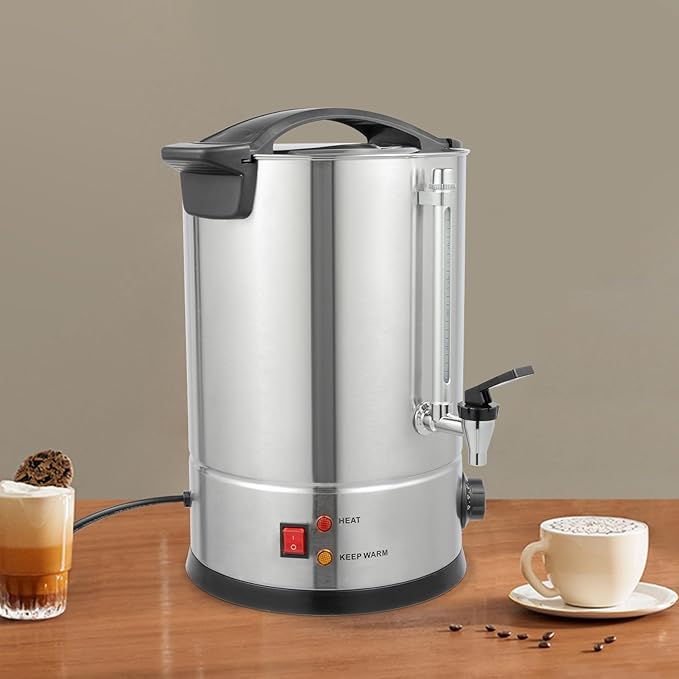 Coffee Urn 80 Cup Coffee Percolator Commercial Coffee Maker 12L Dual Wall Stainless Steel Coffee Maker Hot Water Beverage Dispenser Electric Coffee Urn For Catering Wedding Party