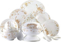 Dinnerware Set Dinner Party Tableware Service Set 50-Piece White &amp Gold Bone China Dinnerware Set Tabletops White Porcelain Round Dinnerware Collection