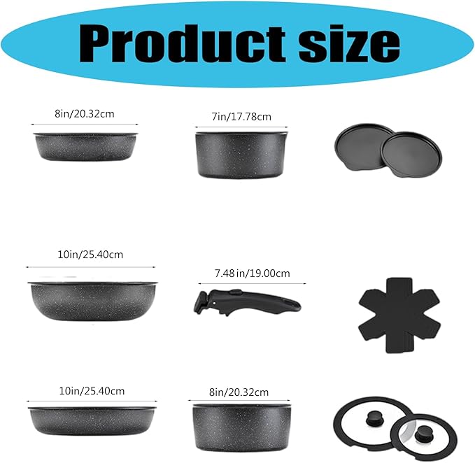 Multifunctional Nonstick Pots and Pans Practical Dishwasher Safe Cookware with Detachable Handle Kitchen Cooking Set Cooking Set