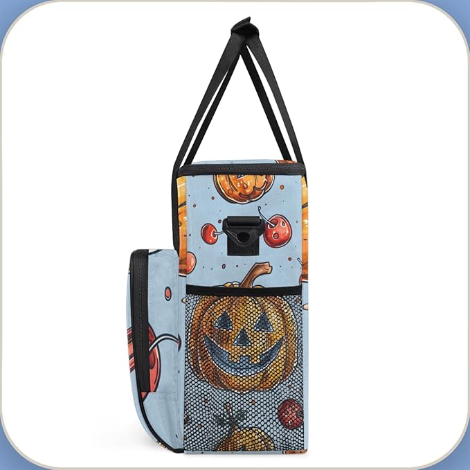Gothic Pumpkin Coffee Maker Carrying Bag Glitter Pumpkin Travel Storage Bag Compatible with K-Mini or K-Mini Plus Single Serve Coffee Brewer Carrying Case with Multiple Pockets &amp Shoulder Strap