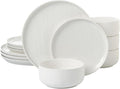 Joseph Sedgh Collection “Kai” 12-piece Stoneware Dinnerware Set with Protective Glaze Finish Service for 4 White