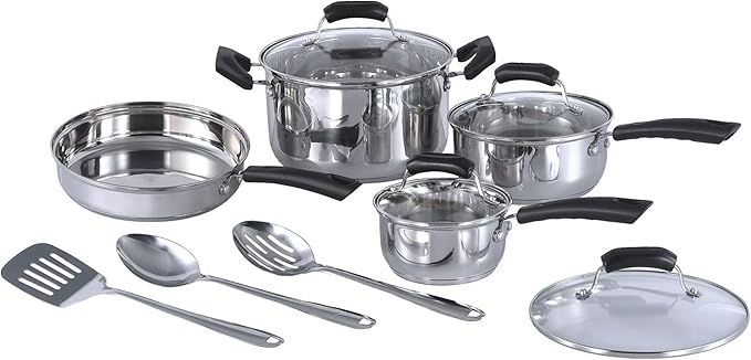 HK-1111B: 11pc Stainless Steel Cookware Set