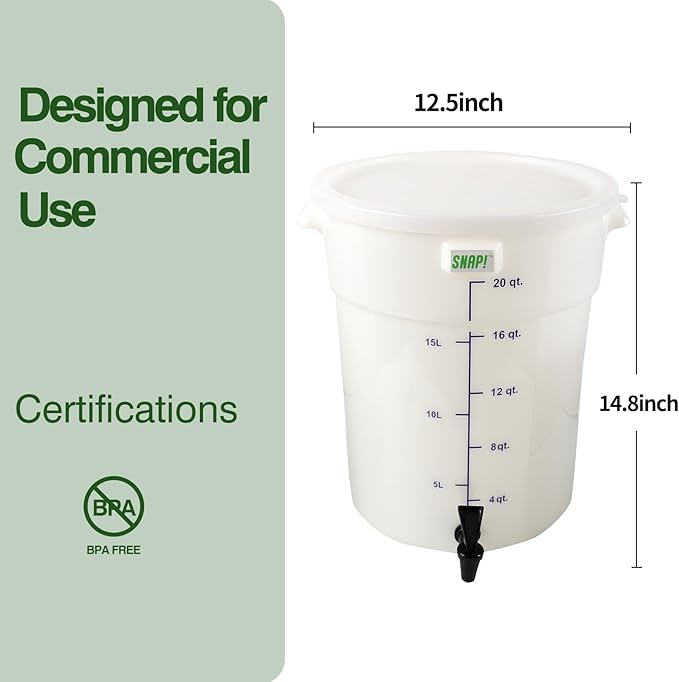 Snap! Cold Brew Round Bucket- 5 gallon Commercial Cold Brew SystemCold Brew Coffee Set-Whtie