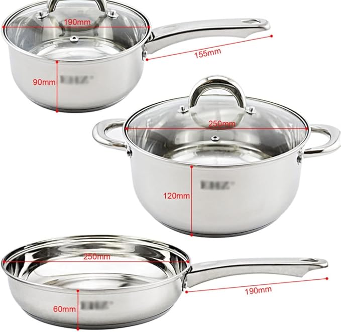 Stainless Steel Pots and Pans Set with Pan Cookware Set with Lid Frying Pan 5 Piece Kitchen Cookware Set