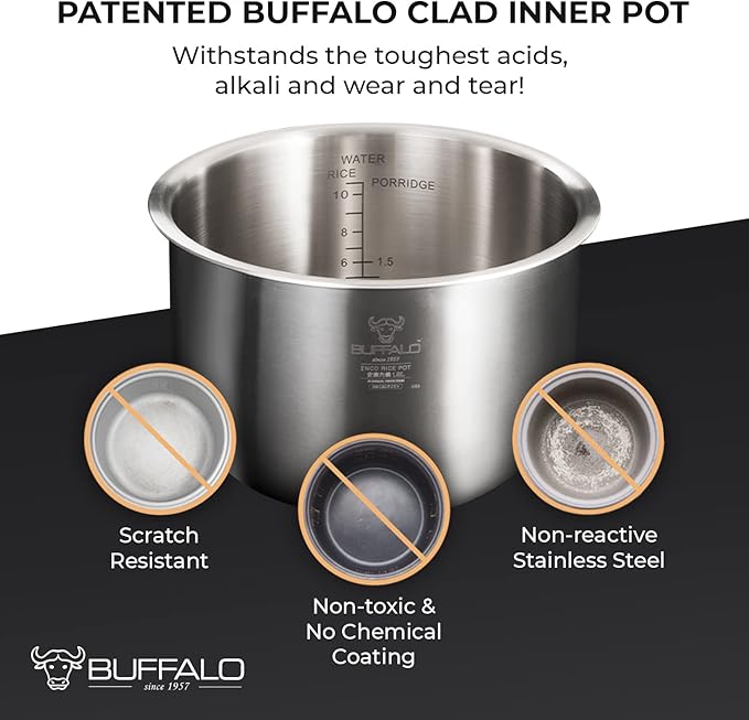 Buffalo Titanium Grey IH SMART COOKER Rice Cooker and Warmer 1.8L 10 cups of rice Non-Coating inner pot Efficient Multiple function Induction Heating (10 cups)