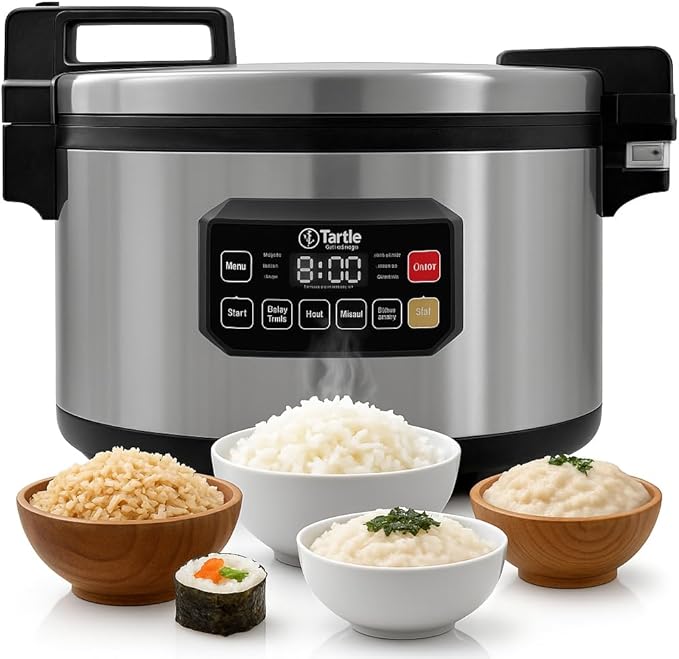 Commercial Large Multi-Function Rice Cooker - Professional 64 Cup Cooked (32 Cup Uncooked) Rice Maker Cooker With Non Stick Pot &amp Hinged Lid - Brown Rice Sushi Rice and more