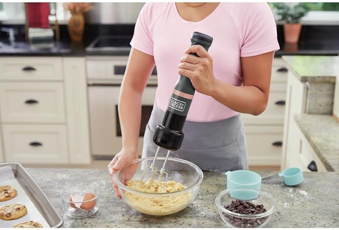 BLACK+DECKER Kitchen Wand Cordless Immersion Blender 4 in 1 Multi Tool Set Hand Blender with Charging Dock Grey (BCKM1014K01)