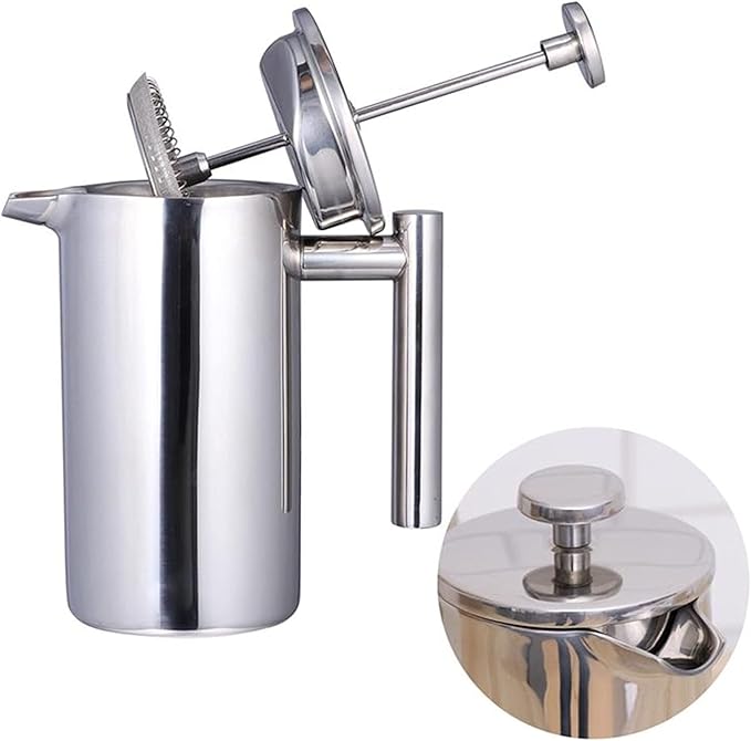 Cafetiere Coffee Maker 350/800/1000ML Coffee Pots Double Layer Stainless Steel Coffee and Tea Maker French Press Heat Preservation Mug French Press Stainless Steel Coffee Pot (Color : 350ml)