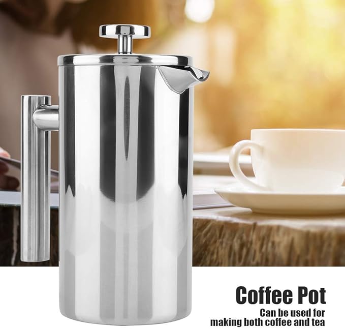 French Press800ML Double Walled Stainless Steel Coffee Maker French Press Tea Pot with Filterfor homeoffice and coffee house use