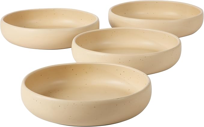 Bloomhouse - Two Time Oprah's Favorite Things Winner - Corsica Clay 4-Piece Meal and Pasta Bowl Set – Cappuccino Cream Stoneware for Dinner Serving &amp Everyday Use