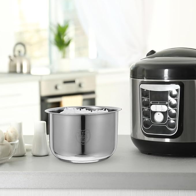 Ciieeo Rice Cooker Pot Inner Stainless Steel Inner Cooking Pot 3L Rice Cooker Inner Tank Cooker Liner Container Cooker Inner Pot Electric Pressure Cooker Pot for Kitchen