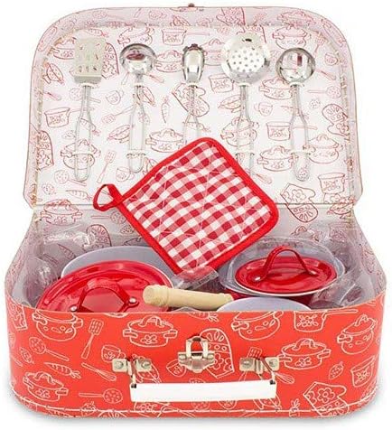 Ulysses 5063 12 Piece Kitchen Set in a Suitcase Box Red