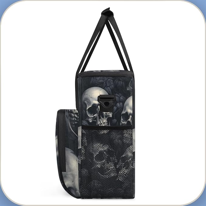 Black Skull Coffee Maker Carrying Bag Portable Travel Storage Tote Bag Compatible with K-Mini or K-Mini Plus Single Serve Coffee Brewer Carrying Case with Multiple Pockets &amp Shoulder Strap