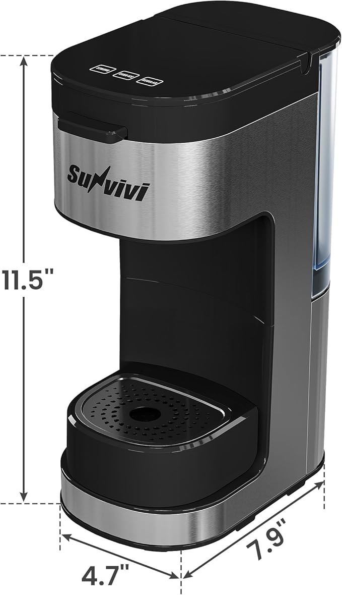 SUNVIVI Iced &amp Hot Coffee Maker: Single Serve Coffee Maker with 3 Brewing Options for K Pod Ground Coffee &amp Tea Removable Water Reservoir &amp Reusable Filter Ideal for Home &amp Office