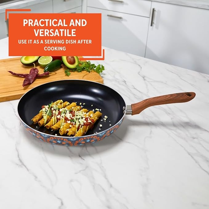IMUSA 12in Talavera Nonstick Ceramic Frying Pan Skillet PFAS-Free