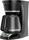 Coffee Maker with Glass Carafe Auto-Brew Timer Strength Selector Sneak-A-Cup Function Keep Warm Plate Dishwasher-Safe Filter Basket Auto Shut-Off Ground Coffee Brewing Home Kitchen Coffee Machine