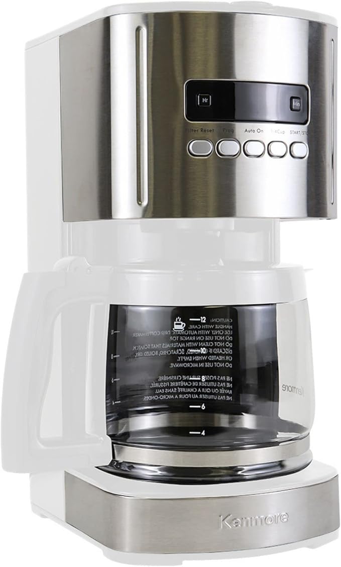 Kenmore Drip Coffee Maker - 12 Cup Programmable Cafe Machine With Glass Pot Regular &amp Bold Brew Auto Shut Off Large Water Reservoir Reusable Filter Kitchen Appliances For Cafeteria Barista Wh