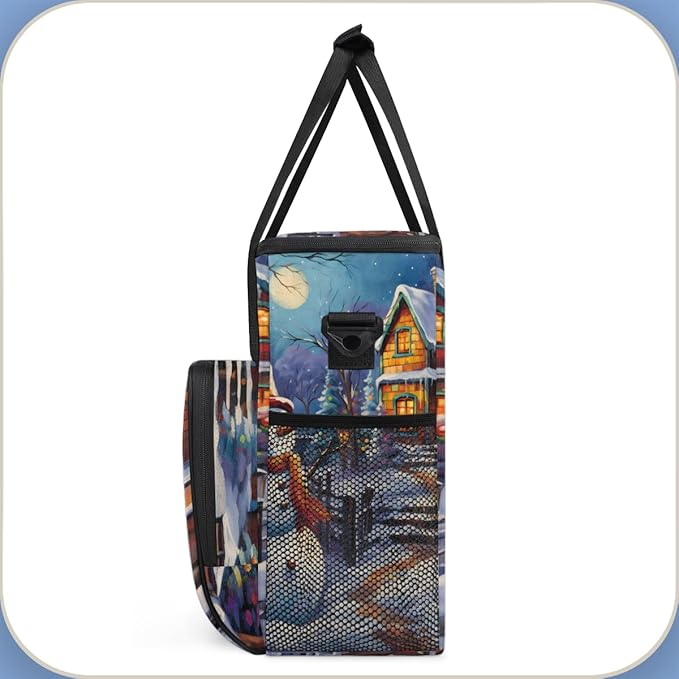 Xmas Snowman Coffee Maker Carrying Bag Cartoon Snowman Travel Storage Bag Compatible with K-Mini or K-Mini Plus Single Serve Coffee Brewer Carrying Case with Multiple Pockets &amp Shoulder Strap