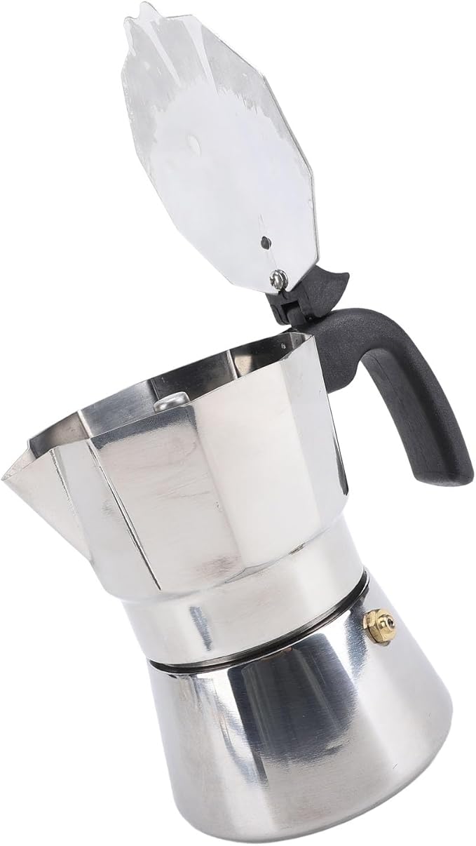 Octagonal Stovetop Coffee Maker Stainless Steel Even Heat Distribution Safe Material Compatible with Gas Stove and Induction Cookers Produces Rich Italian Coffee (150ML)