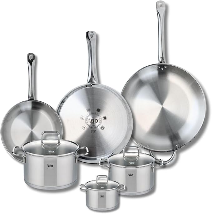 ELO 9512650 Cookware Set 6-Piece 3-Piece Cookware Set 24 28 32 cm and 3 Saucepans 12 16 and 20 cm Elo Profi Citrine Stainless Steel Induction